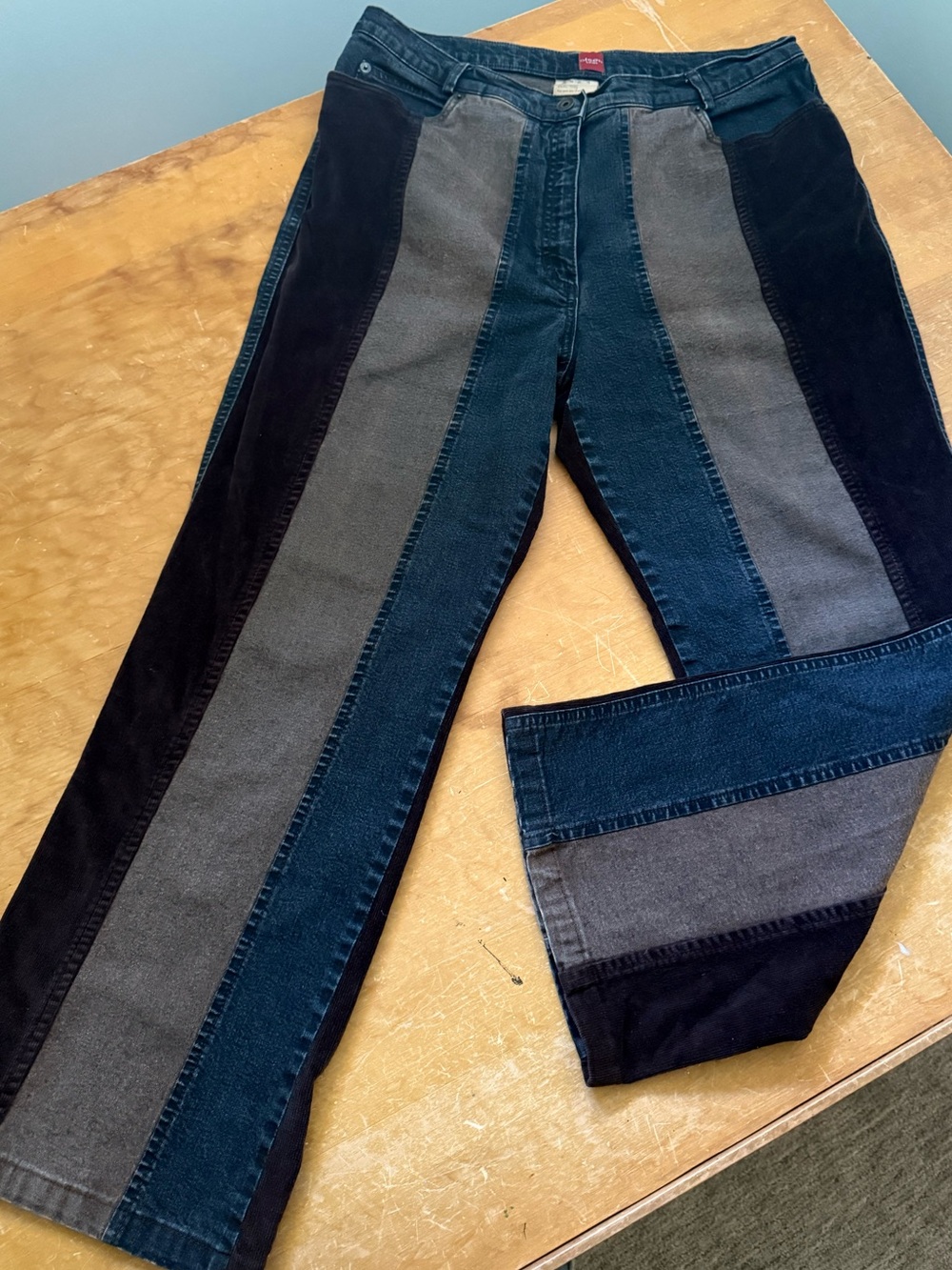Olsen Europe Patchwork Corduroy Denim Pants Size 16